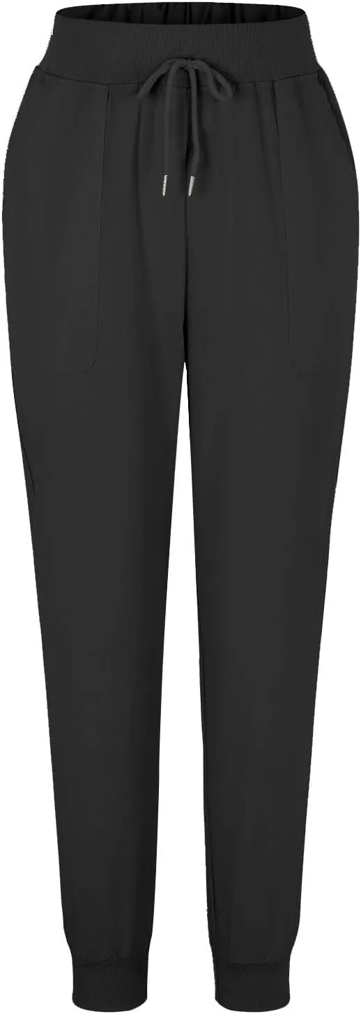 Womens Cotton Linen Pants Summer Drawstring Elastic Waist Pant Casual Linen Tapered Pants with Pockets